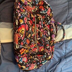 Vera Bradley Black and Red Travel Bag Quilted Design